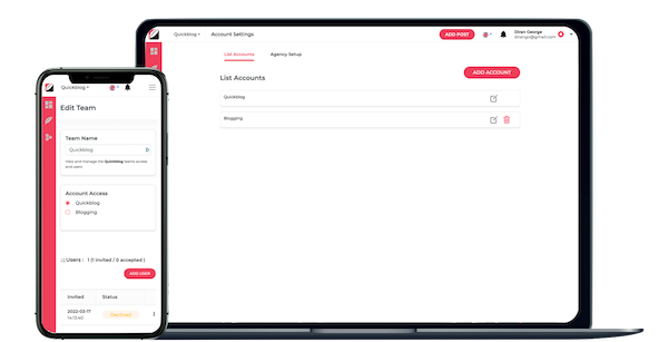 Agency teams and sub-accounts for client management